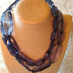 Vintage Neklace Lucite  with Transparent Jumbo Style  Oval Shape  Lucite